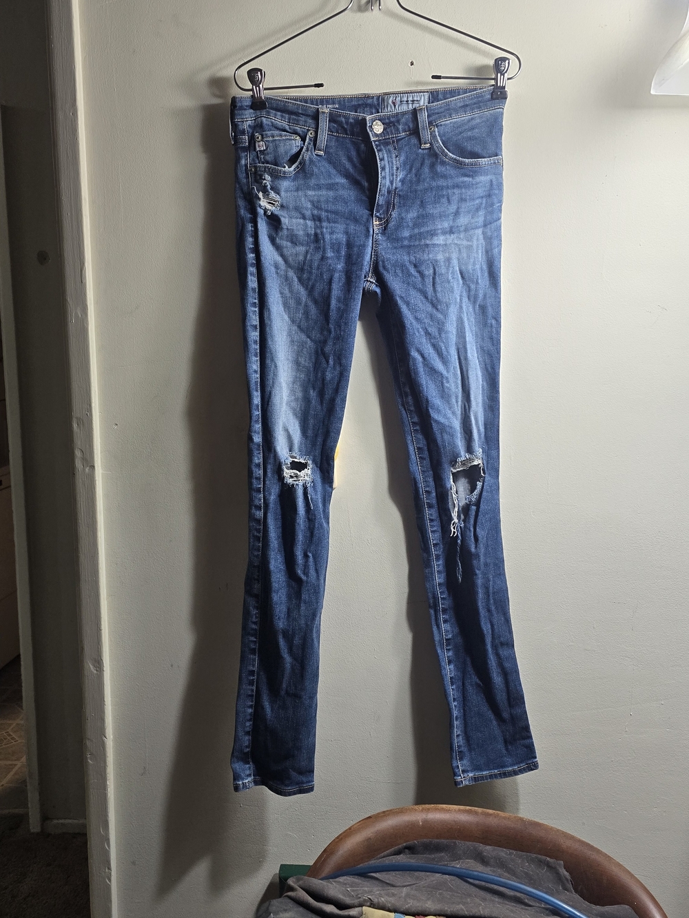 AG Adriano Goldschmied Distressed Skinny Jeans - Blue